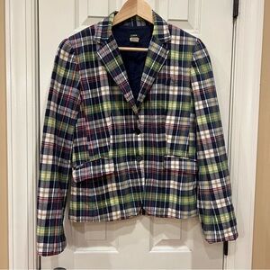 J. CREW JCrew Madras Plaid Madrasplaid Blazer Women’s 4 Tartan Academia Preppy